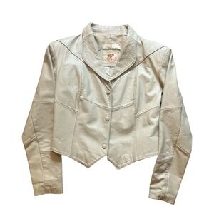 Vintage White Leather Jacket